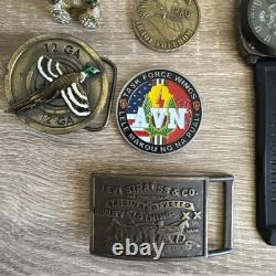 Lot Of 27 items Watches, Work And Some For Parts also coins and belt buckles