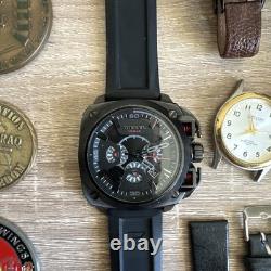 Lot Of 27 items Watches, Work And Some For Parts also coins and belt buckles