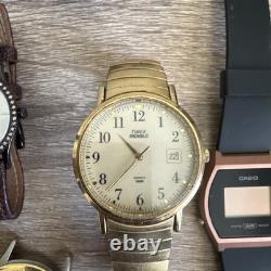 Lot Of 27 items Watches, Work And Some For Parts also coins and belt buckles