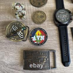 Lot Of 27 items Watches, Work And Some For Parts also coins and belt buckles