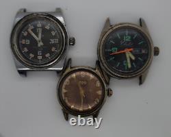 Lot Of 3 Swiss Mechanical Wristwatches Benrus + Buler Diving & Chalet Diving