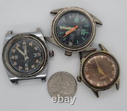 Lot Of 3 Swiss Mechanical Wristwatches Benrus + Buler Diving & Chalet Diving