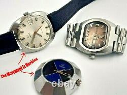 Lot Of 3 Watches Enicar Automatic Wrist Swiss Made Men's Parts Or Repair