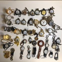 Lot Of 40 Assorted Pocket Watches Untested Vintage New Parts Repair Good