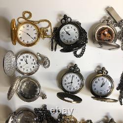 Lot Of 40 Assorted Pocket Watches Untested Vintage New Parts Repair Good