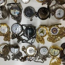 Lot Of 40 Assorted Pocket Watches Untested Vintage New Parts Repair Good