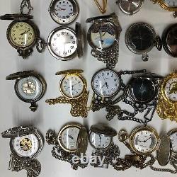 Lot Of 40 Assorted Pocket Watches Untested Vintage New Parts Repair Good