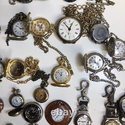 Lot Of 40 Assorted Pocket Watches Untested Vintage New Parts Repair Good