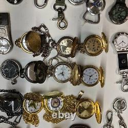 Lot Of 40 Assorted Pocket Watches Untested Vintage New Parts Repair Good