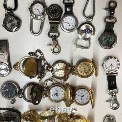 Lot Of 40 Assorted Pocket Watches Untested Vintage New Parts Repair Good