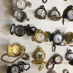 Lot Of 40 Assorted Pocket Watches Untested Vintage New Parts Repair Good