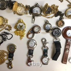 Lot Of 40 Assorted Pocket Watches Untested Vintage New Parts Repair Good