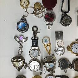 Lot Of 40 Assorted Pocket Watches Untested Vintage New Parts Repair Good