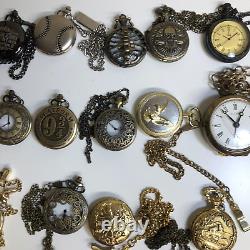 Lot Of 40 Assorted Pocket Watches Untested Vintage New Parts Repair Good