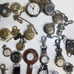 Lot Of 40 Assorted Pocket Watches Untested Vintage New Parts Repair Good