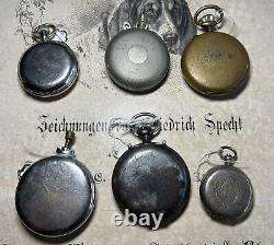 Lot Of 6 Not Running Pocket Watches For Parts Or Restauration