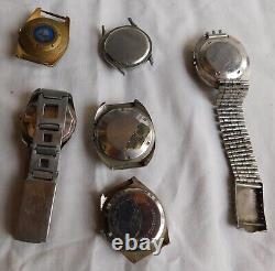 Lot Of 6 Vintage Assorted Wrist Watches For Restore Repair Or Parts, Not Tested