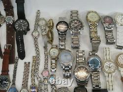 Lot Of 69 Fossil Quartz Automatic Mens Ladies Watches For Parts Repair