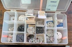 Lot Of Assorted Seiko Parts, Movements, And Dials For Parts Or Repairs