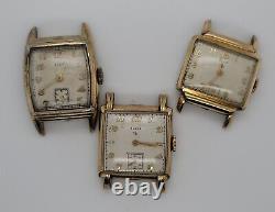 Lot Of Men's Elgin Cal. 554 Manual Wind 15j Watches For Parts/Repair 10k RGP