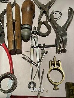 Lot Of Tools & Parts For Antique Clock & Watch Repair