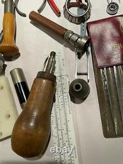 Lot Of Tools & Parts For Antique Clock & Watch Repair