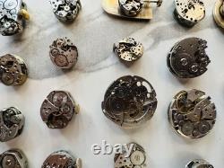 Lot Of Vintage Watch Movement Parts With Jewels