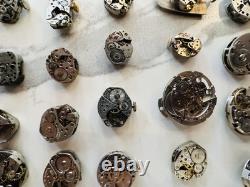 Lot Of Vintage Watch Movement Parts With Jewels