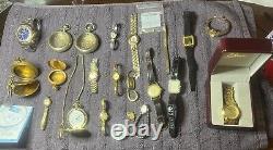 Lot Of Watches, Cases, And Parts For Repair And Resale Antique/Modern