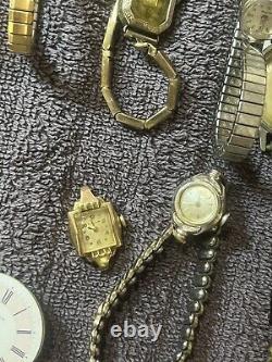 Lot Of Watches, Cases, And Parts For Repair And Resale Antique/Modern