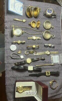 Lot Of Watches, Cases, And Parts For Repair And Resale Antique/Modern