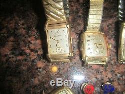 Lot VTG 10k/12K Gold Filled Watches BULAVA HAMILTON HELBROS Bands/CASE KNIFE
