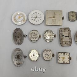 Lot Watch Movement Parts Elgin Bulova Longines Etc Variety Mechanical AS-IS