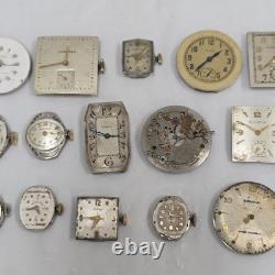Lot Watch Movement Parts Elgin Bulova Longines Etc Variety Mechanical AS-IS