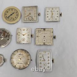 Lot Watch Movement Parts Elgin Bulova Longines Etc Variety Mechanical AS-IS