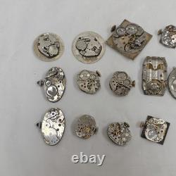 Lot Watch Movement Parts Elgin Bulova Longines Etc Variety Mechanical AS-IS