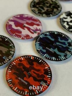 Lot of 10 Custom Camo Watch Dials with Date Fit For Seiko NH35 7S36 Mvmt MOD parts