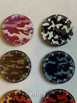 Lot of 10 Custom Camo Watch Dials with Date Fit For Seiko NH35 7S36 Mvmt MOD parts