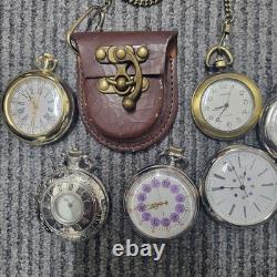 Lot of 11 Pocket Watches Broken Not Working For Parts Repair Vintage Style Junk