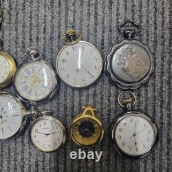 Lot of 11 Pocket Watches Broken Not Working For Parts Repair Vintage Style Junk