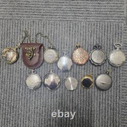 Lot of 11 Pocket Watches Broken Not Working For Parts Repair Vintage Style Junk