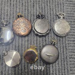 Lot of 11 Pocket Watches Broken Not Working For Parts Repair Vintage Style Junk