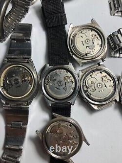 Lot of 15 seiko 5 automatic vintage watches for parts and repair