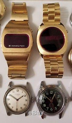 Lot of 15 vintage mens wrist watches for parts / repair watch