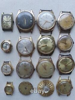 Lot of 16 watches vintage, Restoration or spare parts