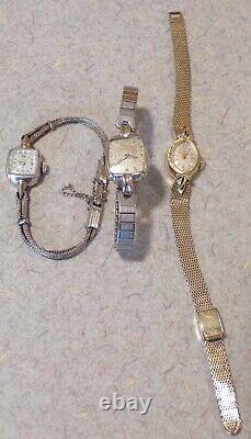 Lot of 2 Hamilton & 1 Omega Wind Ladies Watches AS-IS for Parts or Repair