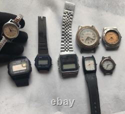 Lot of 20 Quartz Watches Casio Digital Citizen Timex Seiko For Parts/Repair