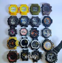 Lot of 20 Rugged Tactical Watches, 11 Working, Analog-Digital For Parts/Repair