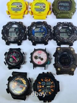 Lot of 20 Rugged Tactical Watches, 11 Working, Analog-Digital For Parts/Repair