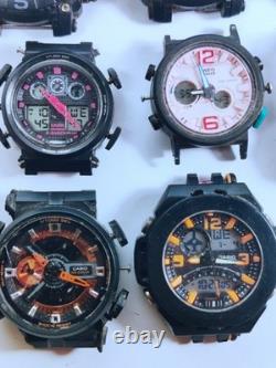 Lot of 20 Rugged Tactical Watches, 11 Working, Analog-Digital For Parts/Repair